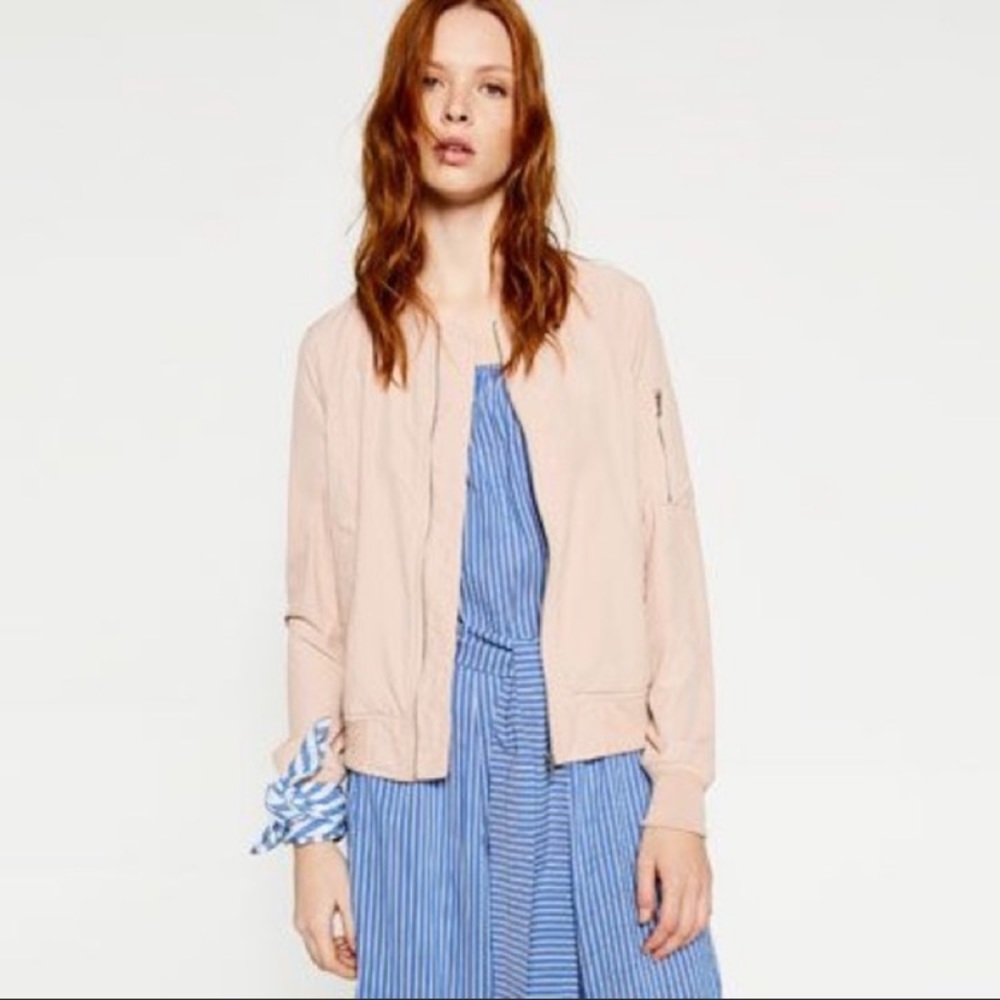 Zara light pink lightweight bomber jacket